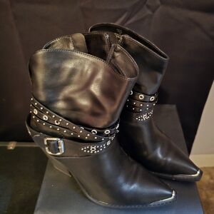 Michael Shannon Leather Studded Ankle Boots